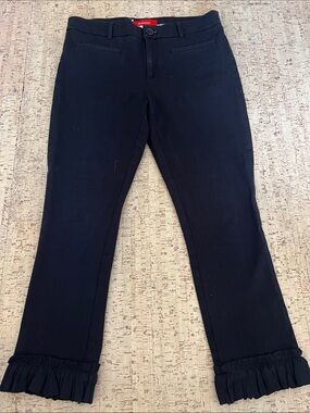 Cartonnier Black Ruffle Hem Dress Pants capri stretch size 6